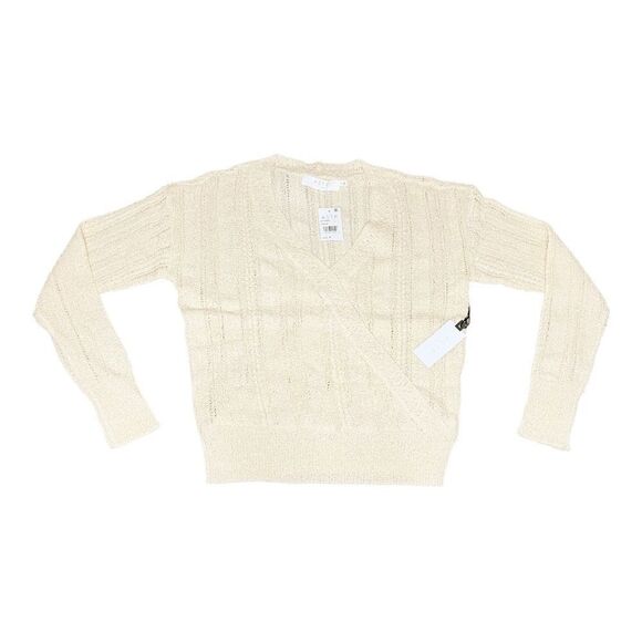 ASTR Pointelle Wrap Front Sweater in Cream - Picture 4 of 8